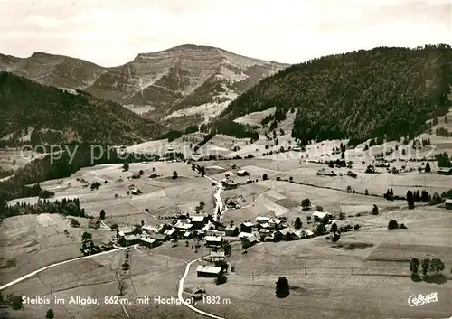 AK / Ansichtskarte Steibis mit Hochgrat Allgaeuer Alpen Fliegeraufnahme Kat. Oberstaufen