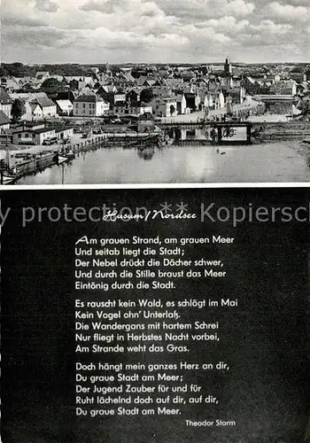 AK / Ansichtskarte Husum Nordfriesland Stadtpanorama Gedicht Theodor Storm Kat. Husum
