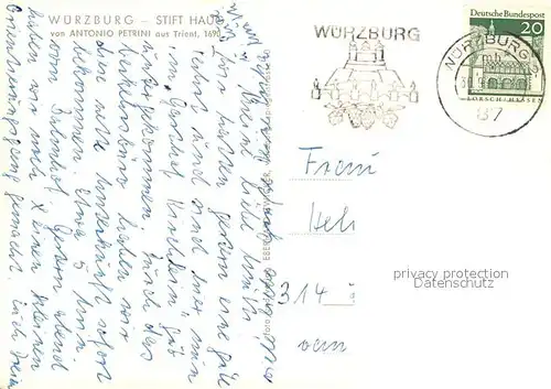 AK / Ansichtskarte Wuerzburg Stift Haug von Antonio Petrini Kat. Wuerzburg