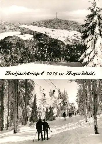 AK / Ansichtskarte Brotjacklriegel Winterpanorama Bayerischer Wald Skigebiet Schlepplift Kat. Schoefweg