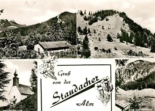 AK / Ansichtskarte Staudach Grassau Staudacher Almem Huetten Rastplatz Kirche Hochgern Chiemgauer Alpen