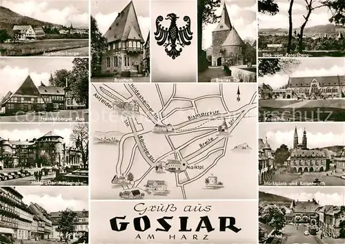 AK / Ansichtskarte Goslar Teilansichten Sehenswuerdigkeiten der Stadt Landkarte Kat. Goslar