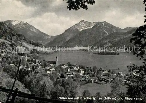 AK / Ansichtskarte Schliersee Panorama mit Brecherspitze und Jaegerkamp Mangfallgebirge Kat. Schliersee