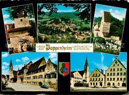 AK / Ansichtskarte Pappenheim Mittelfranken Gesamtansicht Burg Rathaus Marktplatz Kat. Pappenheim