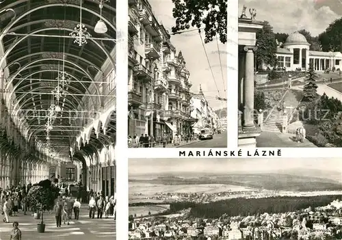 AK / Ansichtskarte Marianske Lazne Wandelhalle Rudolfbrunnen Strassenpartie Stadtpanorama Kat. Marienbad