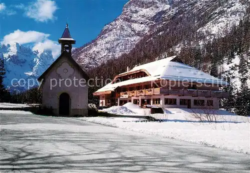 AK / Ansichtskarte Landro Hotel Baur Drei Zinnen Kapelle Winterlandschaft Dolomiten Kat. Italien
