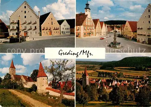 AK / Ansichtskarte Greding Historisches Staedtchen Marktplatz Brunnen Stadtmauer mit 3 Toren und 20 Tuermen Kat. Greding