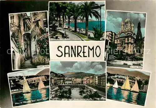 AK / Ansichtskarte Sanremo Sanremo vecchia Lungomare Imperatrice Chiesa Russa Piazza Colombo e Stazione Autopulman Grandi Alberghi Riviera dei Fiori Kat. 