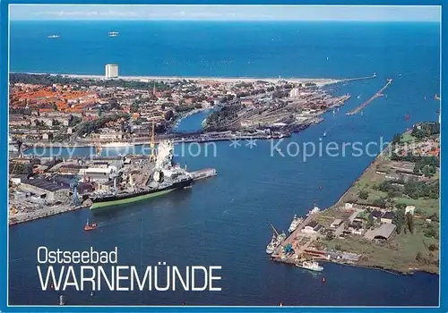 AK / Ansichtskarte Warnemuende Ostseebad Hafeneinfahrt Warnow Fliegeraufnahme Kat. Rostock