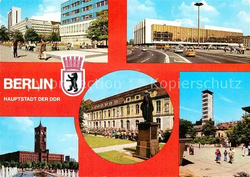 AK / Ansichtskarte Berlin Lindencorso Interhotel Unter den Linden Palast der Republik Operncafe Mueggelturm Kat. Berlin