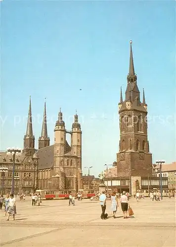 AK / Ansichtskarte Halle Saale Markt mit Marktkirche und Rotem Turm Kat. Halle