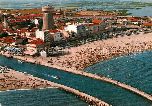 AK / Ansichtskarte Palavas les Flots Herault La Plage et entree du canal Vue aerienne Kat. Palavas les Flots