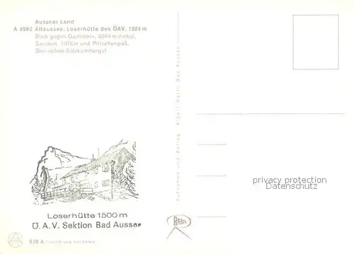 AK / Ansichtskarte Aussee Steiermark Bad Loserhuette des oeAV mit Dachstein Sarstein Steirisches Salzkammergut Kat. Bad Aussee