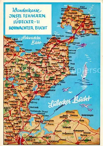 AK / Ansichtskarte Insel Fehmarn Inselkarte mit Hohwachter und Luebecker Bucht Kat. Fehmarn