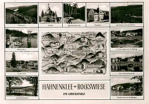 AK / Ansichtskarte Hahnenklee Bockswiese Harz Kirche Rathaus Gasthaus zum Auerhahn Waldseebad  Kat. Goslar
