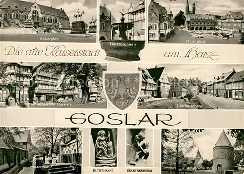 AK / Ansichtskarte Goslar Marktplatz Kaiserpfalz Fachwerkhaeuser Marktstrasse  Kat. Goslar