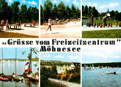 AK / Ansichtskarte Moehnesee Seepartien Freizeitzentrum Schachspiel im Park Tennis Tischtennis / Moehnesee /Soest LKR