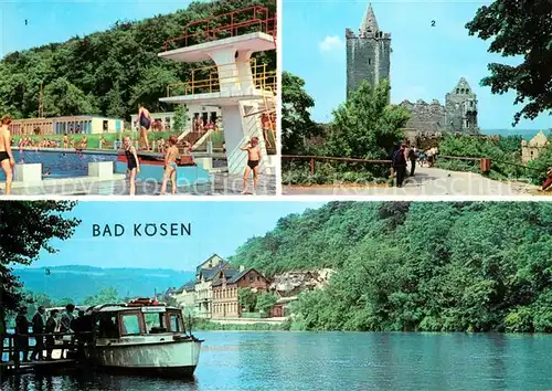 AK / Ansichtskarte Bad Koesen Schwimmbad der Jugend Rudelsburg Anlegestelle / Bad Koesen /Burgenlandkreis LKR