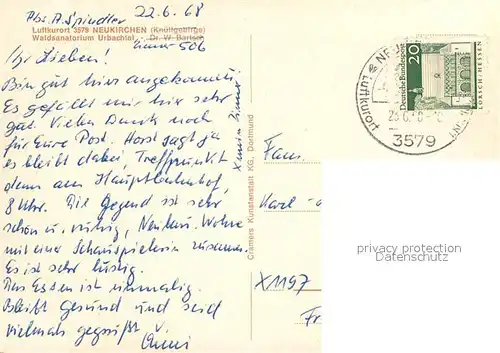 AK / Ansichtskarte Neukirchen Knuellgebirge Waldsanatorium Urbachtal / Neukirchen /Schwalm-Eder-Kreis LKR