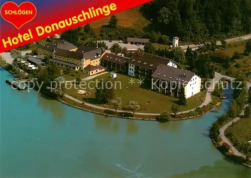 AK / Ansichtskarte Schloegen Fliegeraufnahme Hotel Donauschlinge / Haibach ob der Donau /