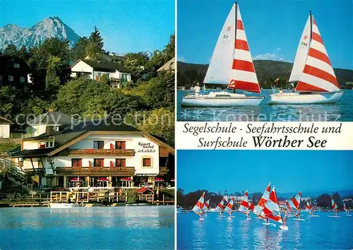 AK / Ansichtskarte Velden Woerther See Segelschule Seefahrtsschule Surfschule Sporthotel Berger / Velden am Woerther See /Klagenfurt-Villach