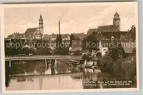 AK / Ansichtskarte Donauwoerth Woernitzmuendung Donaubruecke Kat. Donauwoerth