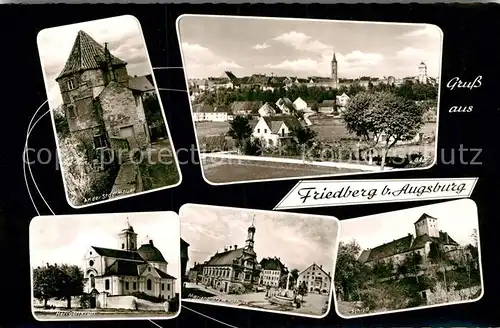 AK / Ansichtskarte Friedberg Bayern Stadtmauer Panorama Herrgottsruh Marienplatz Rathaus Schloss Kat. Friedberg