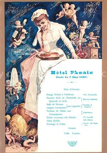 AK / Ansichtskarte Stockholm Hotel Phoenix Diner du 7 May 1887 Speisekarte Repro Kat. Stockholm