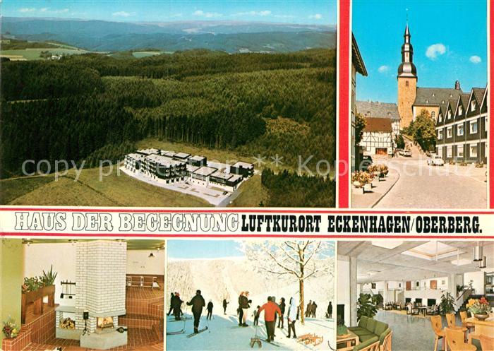 AK / Ansichtskarte Eckenhagen Ortsmotiv mit Kirche Haus der Begegnung
