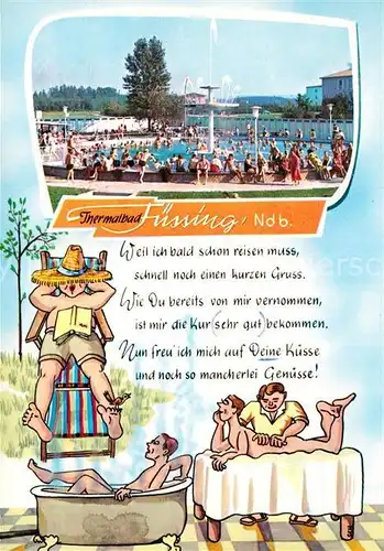 AK / Ansichtskarte Bad Fuessing Thermalbad Kuranwendung Karikatur Kat. Bad Fuessing