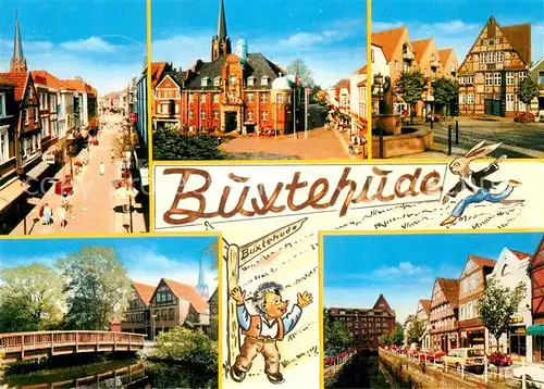 AK / Ansichtskarte Buxtehude Teilansichten Altstadt Fussgaengerzone Karikaturen Kat. Buxtehude