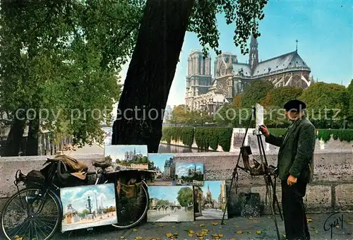 AK / Ansichtskarte Paris et ses merveilles Peintre de la rive gauche Cathedrale Notre Dame Kat. Paris