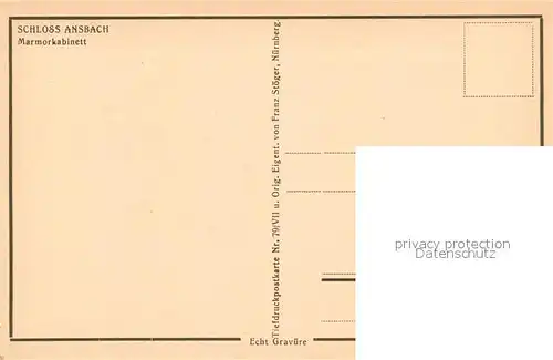 AK / Ansichtskarte Ansbach Mittelfranken Schloss Marmorkabinett Kat. Ansbach