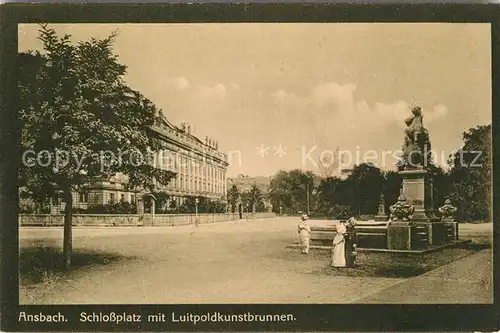 AK / Ansichtskarte Ansbach Mittelfranken Schlossplatz Luitpoldkunstbrunnen Kat. Ansbach