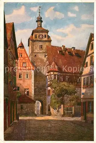 AK / Ansichtskarte Rothenburg Tauber Weisser Turm Tanzhaus Kuenstlerkarte Marschall Kat. Rothenburg ob der Tauber