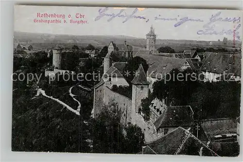 AK / Ansichtskarte Rothenburg Tauber Grabenpartie Burgtor Kat. Rothenburg ob der Tauber