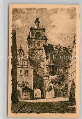 AK / Ansichtskarte Rothenburg Tauber Weisser Turm Kuenstlerkarte Kat. Rothenburg ob der Tauber