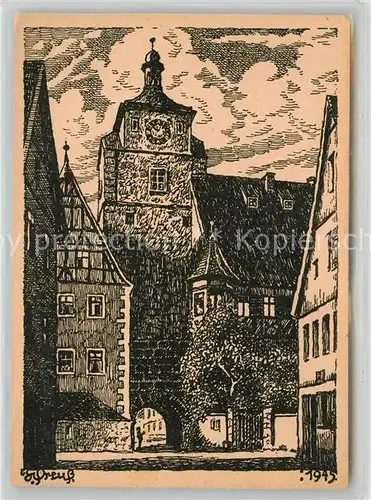 AK / Ansichtskarte Rothenburg Tauber Stadttor Kuenstlerkarte Preuss Kat. Rothenburg ob der Tauber