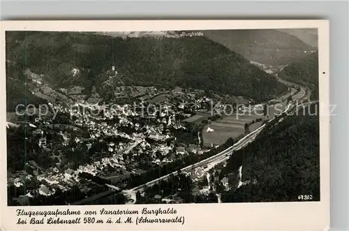 AK / Ansichtskarte Bad Liebenzell Fliegeraufnahme mit Sanatorium Burghalde Kat. Bad Liebenzell