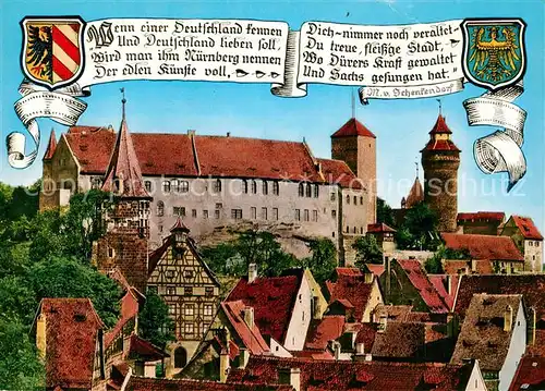 AK / Ansichtskarte Nuernberg Burg von Sueden Altstadt Gedicht Wappen Kat. Nuernberg