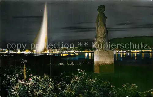 AK / Ansichtskarte Geneve GE Statue de La Bise le soir Kat. Geneve