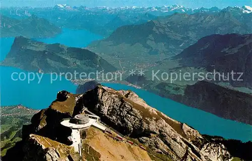 AK / Ansichtskarte Pilatus Kulm Blick auf Vierwaldstaettersee Buergenstock und Alpen Fliegeraufnahme Kat. Pilatus Kulm