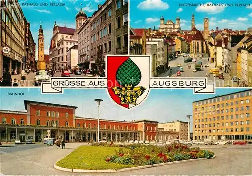 AK / Ansichtskarte Augsburg Rathaus Perlach Bahnhof Jakobskirche  Kat. Augsburg