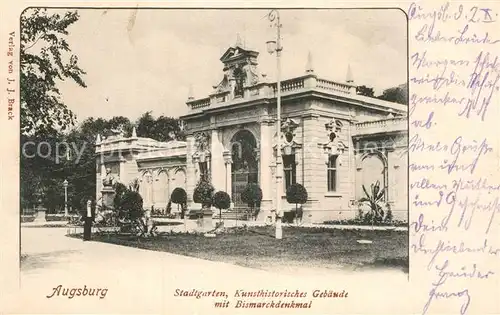 AK / Ansichtskarte Augsburg Stadtgarten Kunsthistorisches Gebaeue Bismarckdenkmal Kat. Augsburg