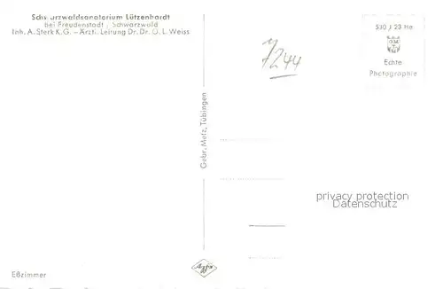 AK / Ansichtskarte Luetzenhardt Schwarzwaldsanatorium Esszimmer Kat. Waldachtal