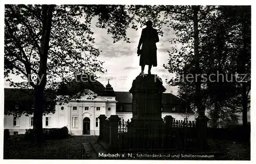 AK / Ansichtskarte Marbach Neckar Schillerdenkmal und Schillermuseum Kat. Marbach am Neckar