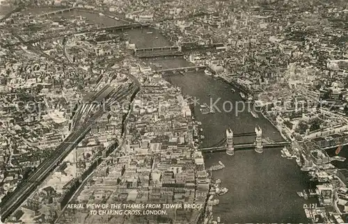 AK / Ansichtskarte London Arial view of the Thames from Tower Bridge to Charing Cross Kat. City of London