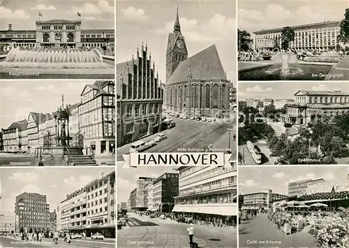 AK / Ansichtskarte Hannover Hauptbahnhof Holzmarkt Anzeiger Hochhaus Georgstrasse Opernhaus Kat. Hannover