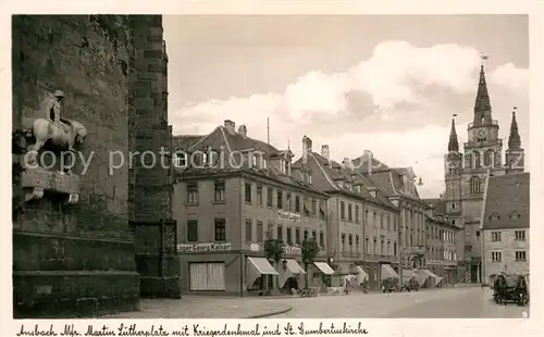 AK / Ansichtskarte Ansbach Mittelfranken Martin Luther Platz Kriegerdenkmal Sankt Gumbertuskirche Kat. Ansbach