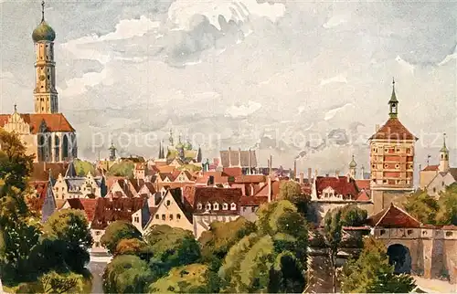 AK / Ansichtskarte Augsburg Sankt Ulrichskirche und Rotes Tor  Kat. Augsburg